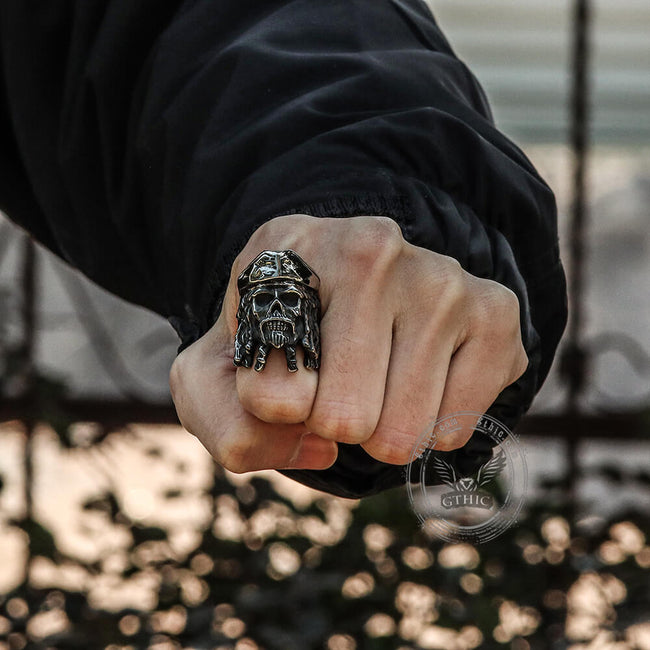 Pirate Captain Stainless Steel Skull Ring Main Image