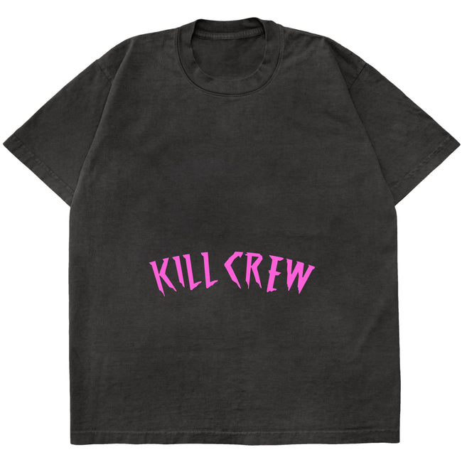 OVERSIZED LUX ACID WASH T-SHIRT - BLACK / PINK Hover Image