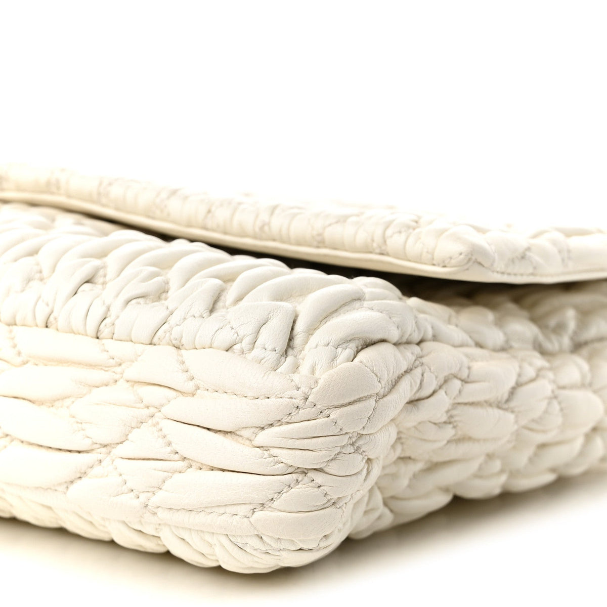 Nappa Matelasse Crystal Flap Clutch White