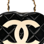 Patent Quilted CC Barbie Heart Vanity Case Black