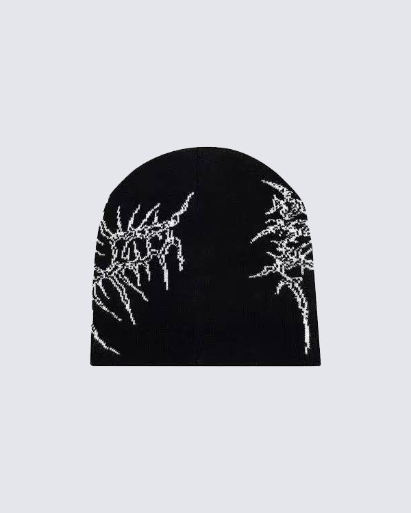 Dark Gothic Skeleton Letter Beanie Hover Image