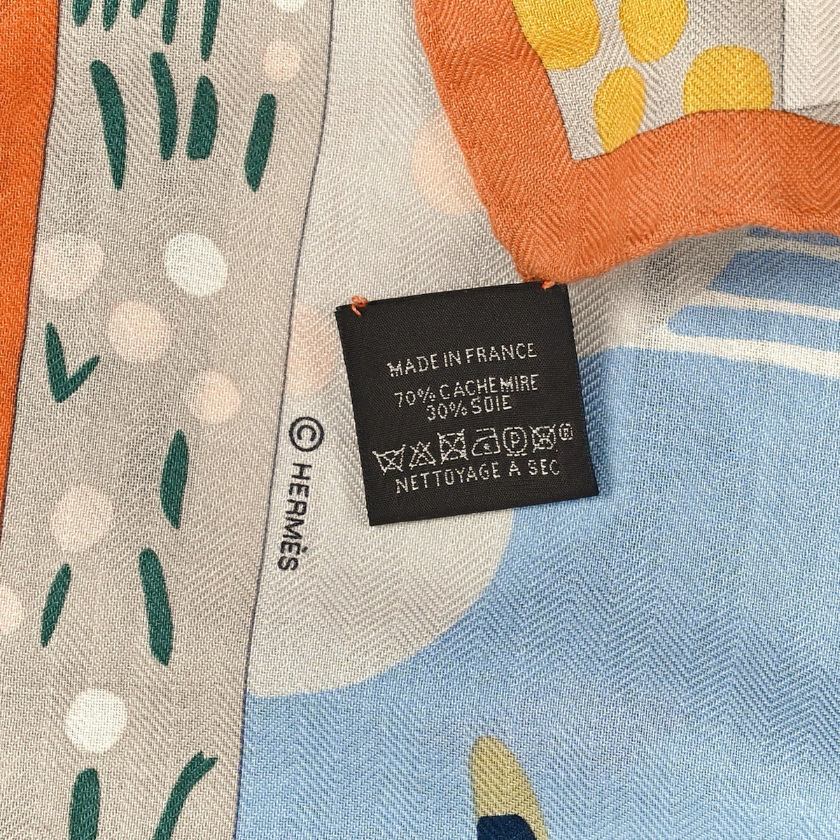 Cashmere Silk Le Livre D'Esope Shawl 140 Orange Vert Bleu Ciel