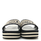 Canvas Embroidered D-Way Platform Sandals 39.5 Deep Blue
