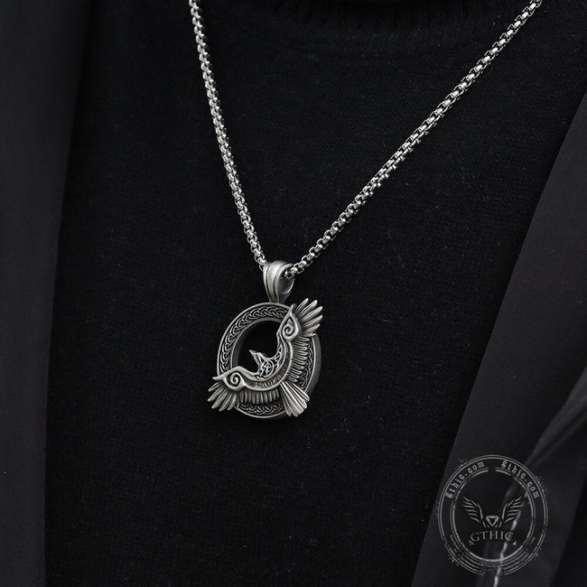 Celtic Knot Raven Pure Tin Viking Necklace Main Image
