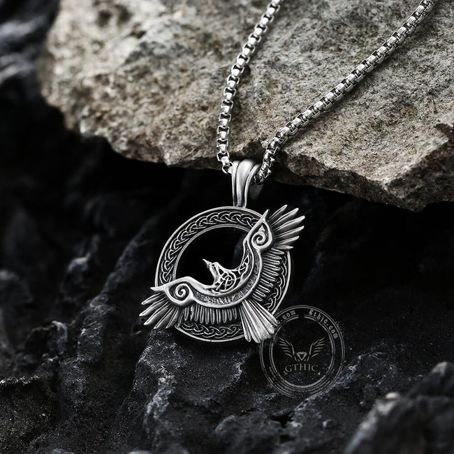 Celtic Knot Raven Pure Tin Viking Necklace Hover Image
