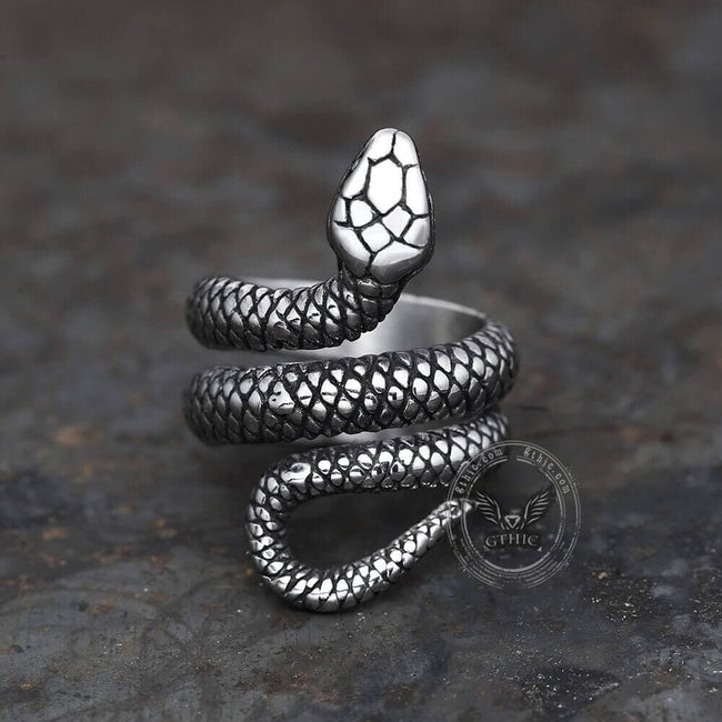 Coiled Snake Stainless Steel Ring Hover Image