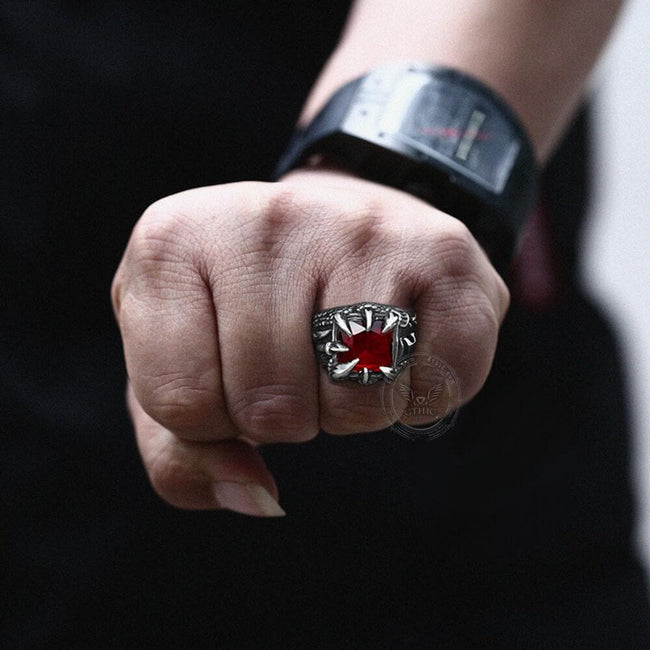 Cool Dragon Claw Stainless Steel CZ Ring Main Image