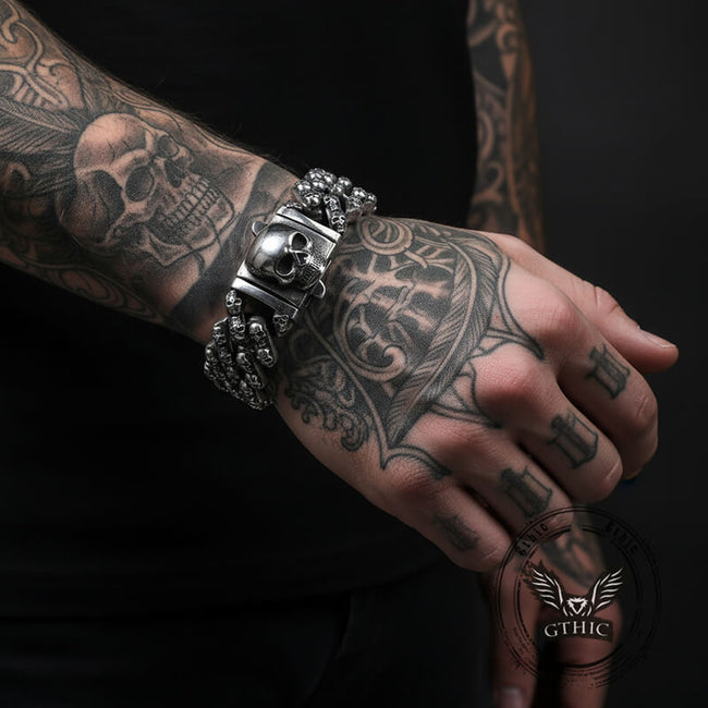 Creative Skull Stainless Steel Gothic Cuban Link Bracelet Main Image