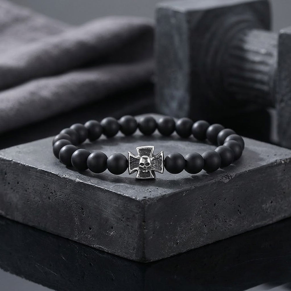 Cross Skull Turquoise Stainless Steel Bracelet