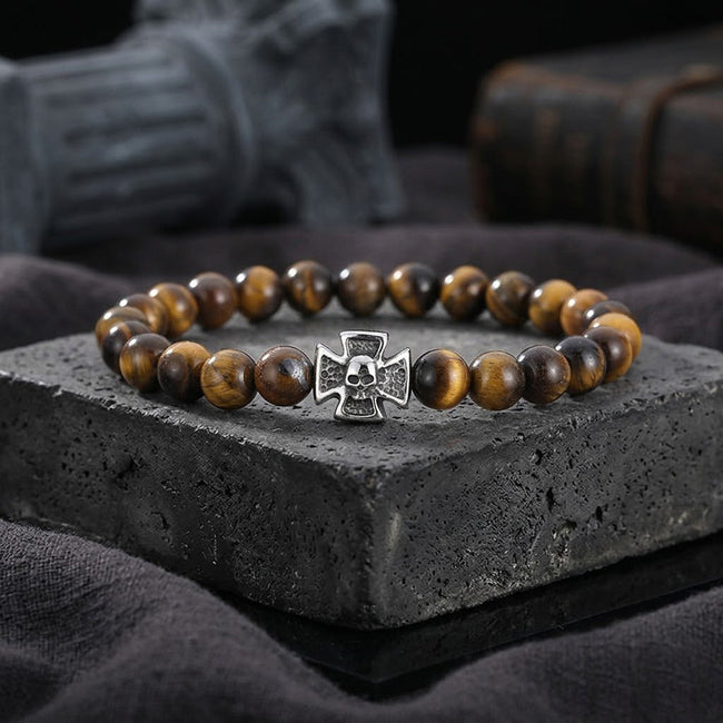 Cross Skull Turquoise Stainless Steel Bracelet Hover Image