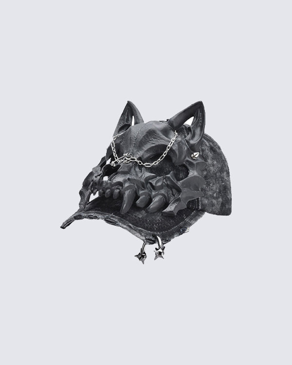 Dark Gothic Horn Skull Baseball Cap