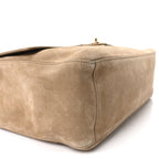 Suede Calfskin Souplissimo Maxi Flap Dark Beige