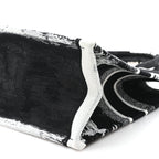 Canvas Embroidered Medium Paris Book Tote Black White