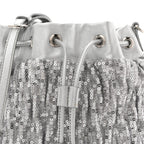Paillettes Mate Bucket Bag Argento