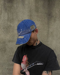 Distressed Washed Denim Baseball Cap