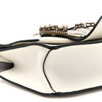 Goatskin Madras Soft Calf Crystal Embellished Shoulder Bag Bianco
