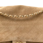 Suede Calfskin Souplissimo Maxi Flap Dark Beige