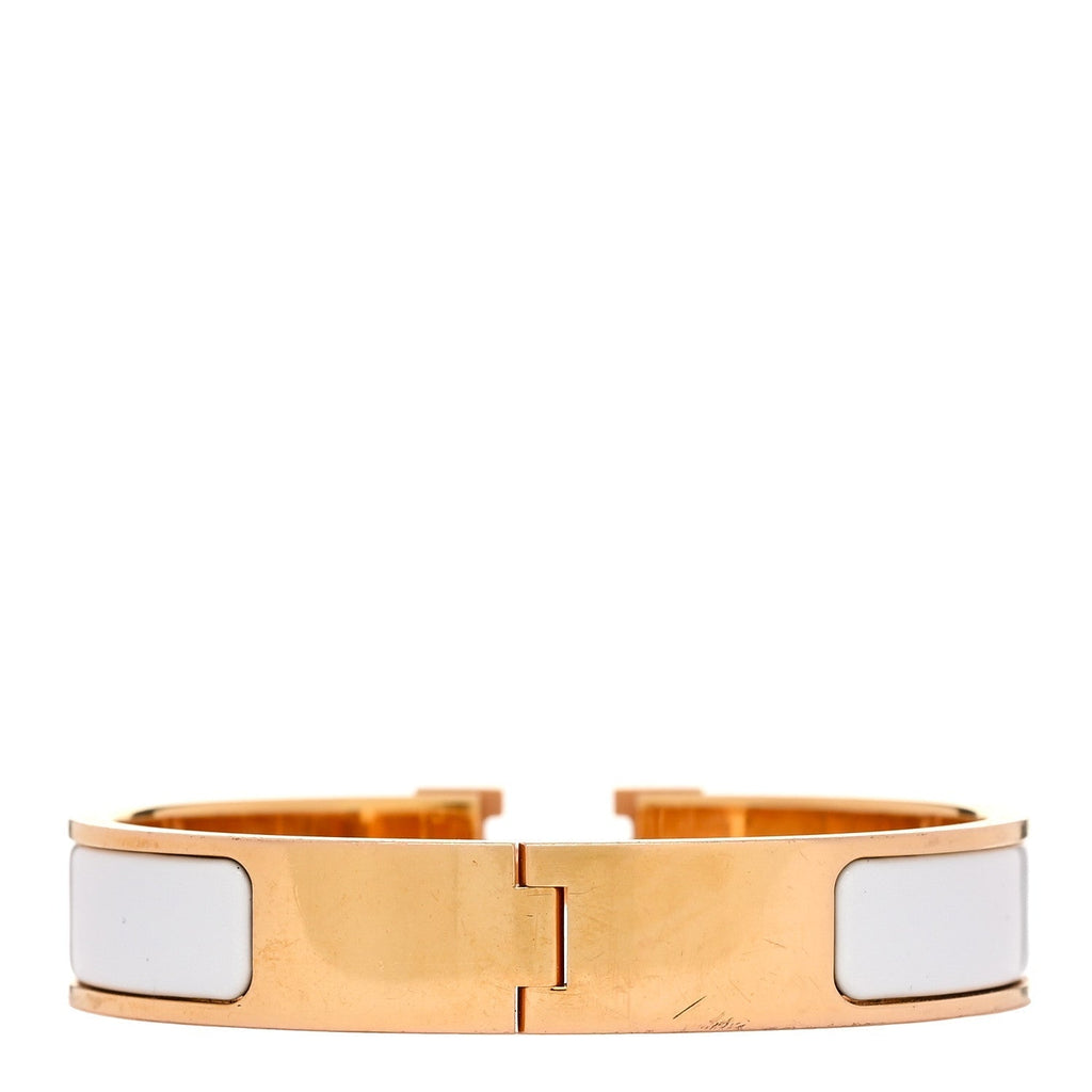 Enamel Narrow Clic Clac H Bracelet PM White