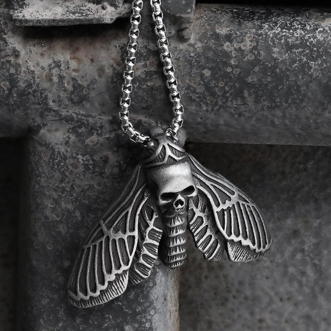 Death Head Moth Stainless Steel Pendant Hover Image