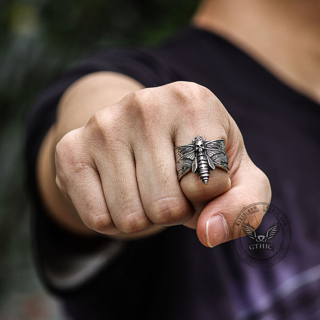 Death Head Moth Stainless Steel Skull Ring Main Image