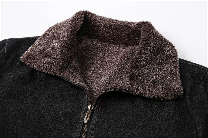 Winter Plus Velvet Thick Loose Lapel Plus Size Denim Jacket Men's Jacket