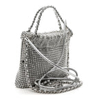 Crystal Embellished Metallic Lambskin Mini Chanel 22 Silver