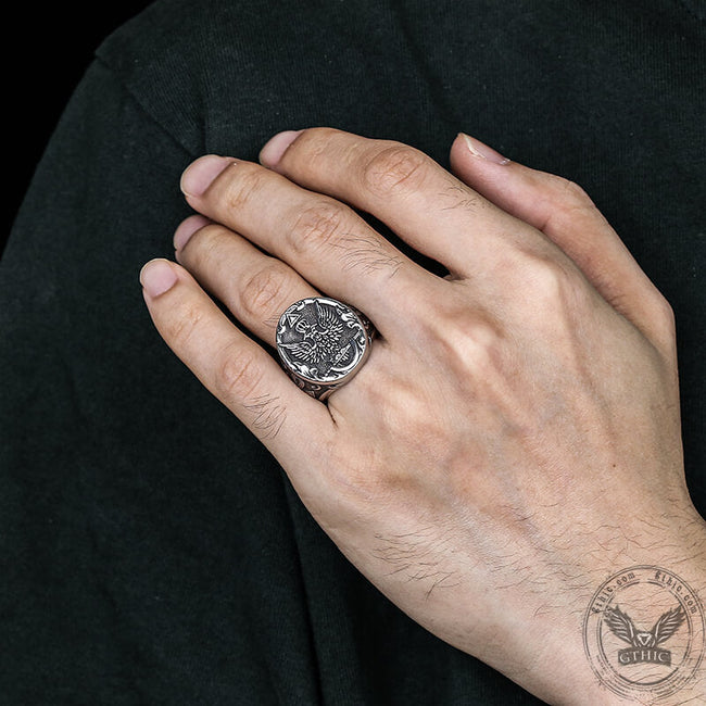 Double-Headed Eagle Ankh Stainless Steel Ring Main Image