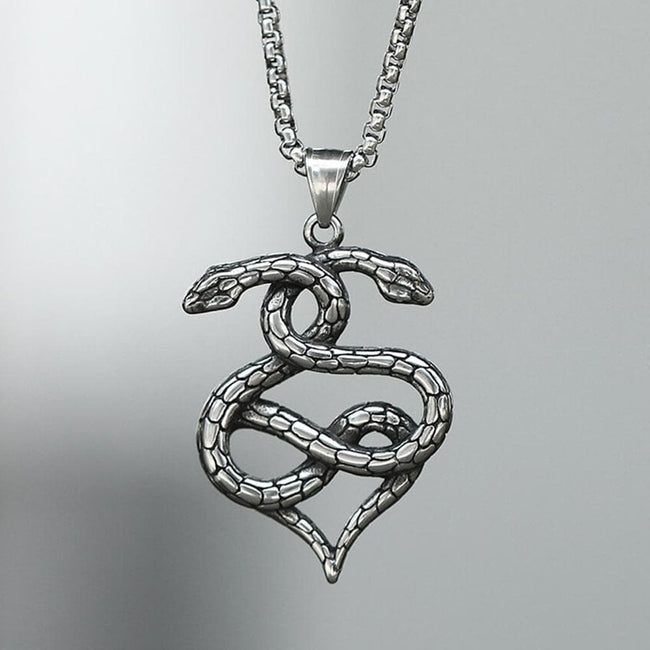 Double-Snake Winding Stainless Steel Pendant Hover Image
