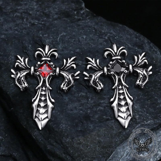 Double Dragon Cross Stainless Steel Pendant Main Image