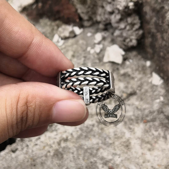 Double Wheat Ear Chain Stainless Steel Ring Main Image