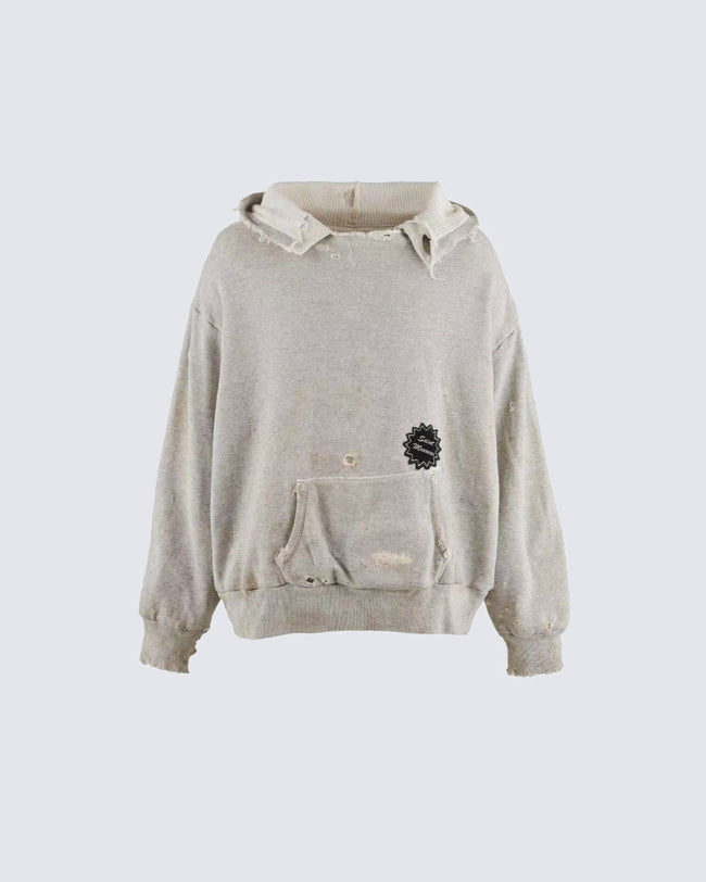 Distressed Printed Pullover Hoodie Hover Image