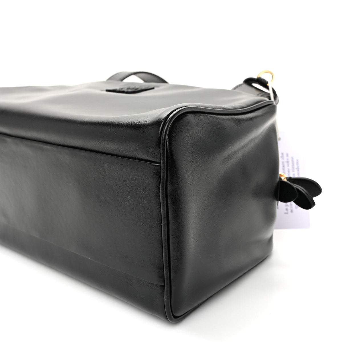 Vitello Lux Bauletto Top Handle Bag Black