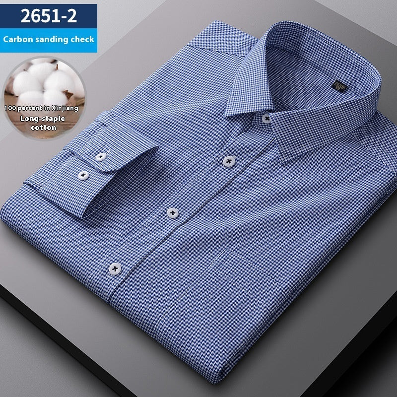 Men's Spring And Autumn Coat Casual Cotton Brushed Plaid Shirt