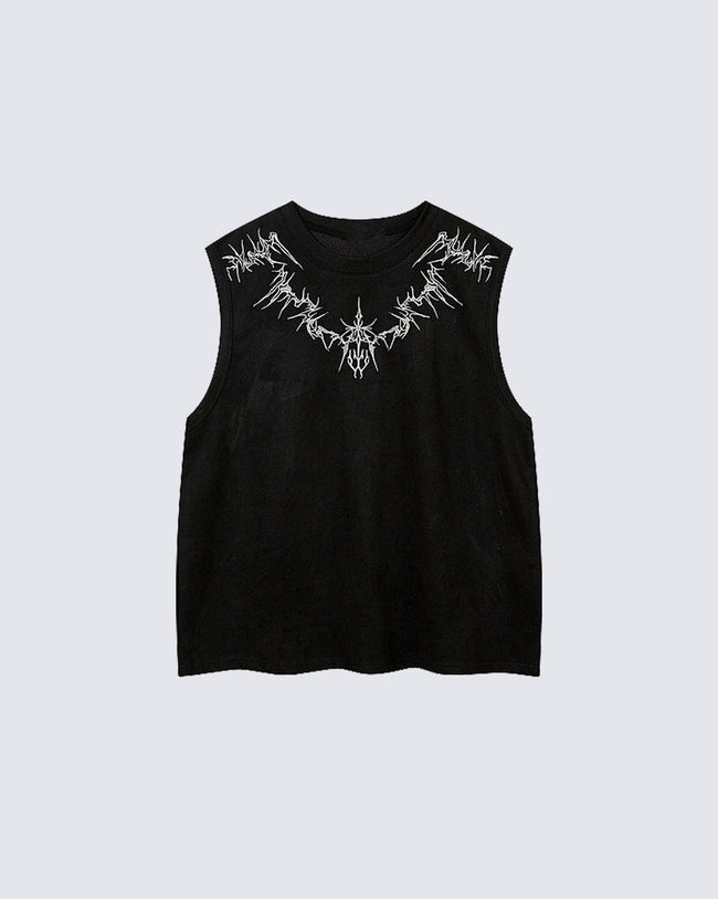 Dark Gothic Thorn Graphic Sleeveless T-Shirt Hover Image