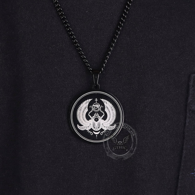 Egyptian Scarab Eye of Horus Stainless Steel Necklace Main Image