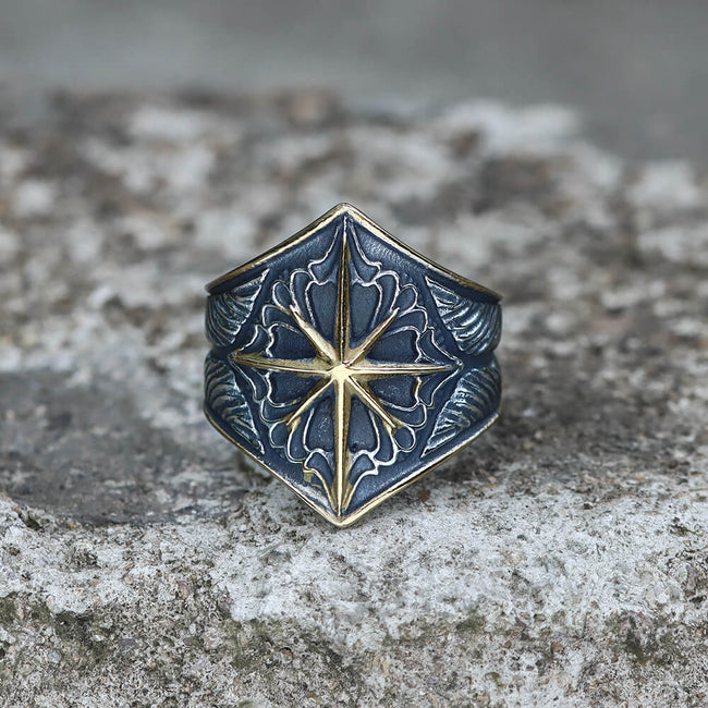 8 Point Star Stainless Steel Ring Hover Image