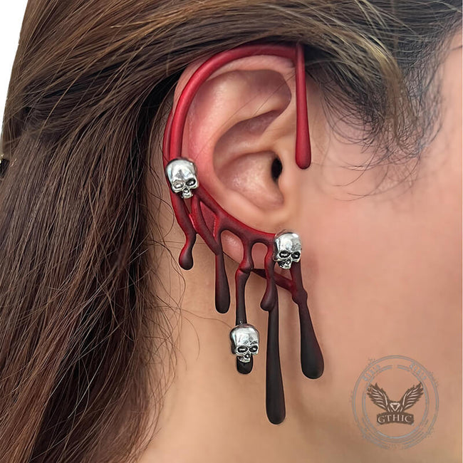 Exaggerated Skull Lava Zinc Alloy Ear Cuffs Main Image