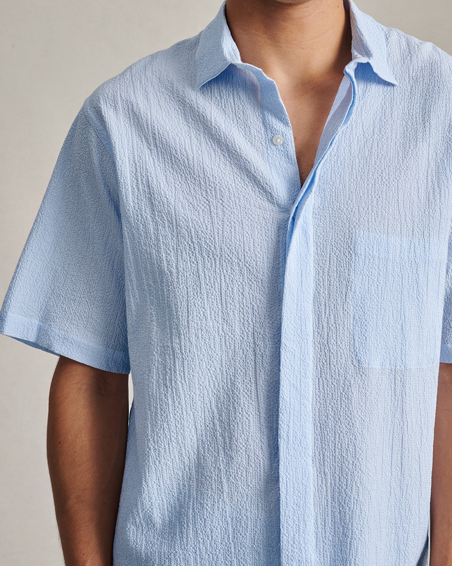 Resort Shirt I - Blue Stripe Fine Seersucker