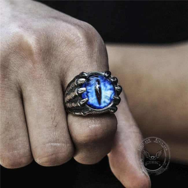 Dragon Eye Stainless Steel Skull Claw Ring Main Image