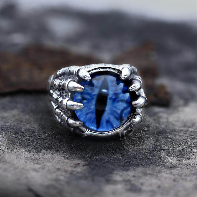Dragon Eye Stainless Steel Skull Claw Ring Hover Image