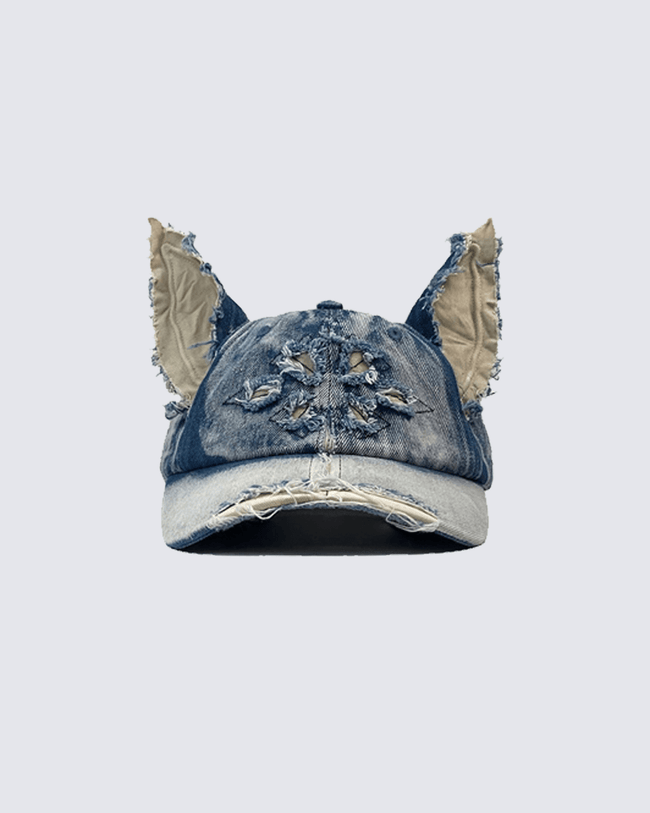 Distressed Denim Ear Cap Hover Image