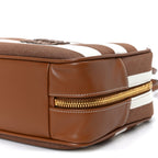 Canvas Calfskin Striped Large Beau Top Handle Bag Naturale Brandy