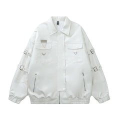 Lace-up Design Sense Motorcycle Clothing Leather Coat Men's Rock Loose PU Leather Jacket
