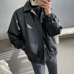 Leather Men's Spring And Autumn New Loose Leather Jacket