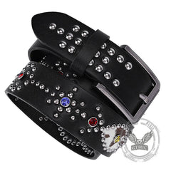 Fashion Y2K Rivet Colorful Rhinestone PU Leather Belt