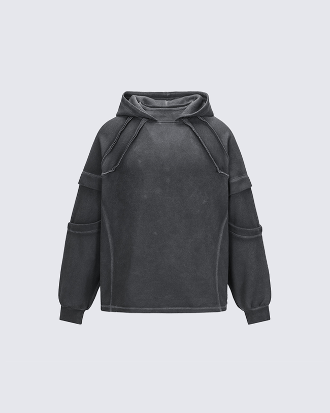 Washed Stitch Detail Oversized Hoodie Hover Image