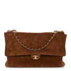 Suede Calfskin Souplissimo Maxi Flap Camel