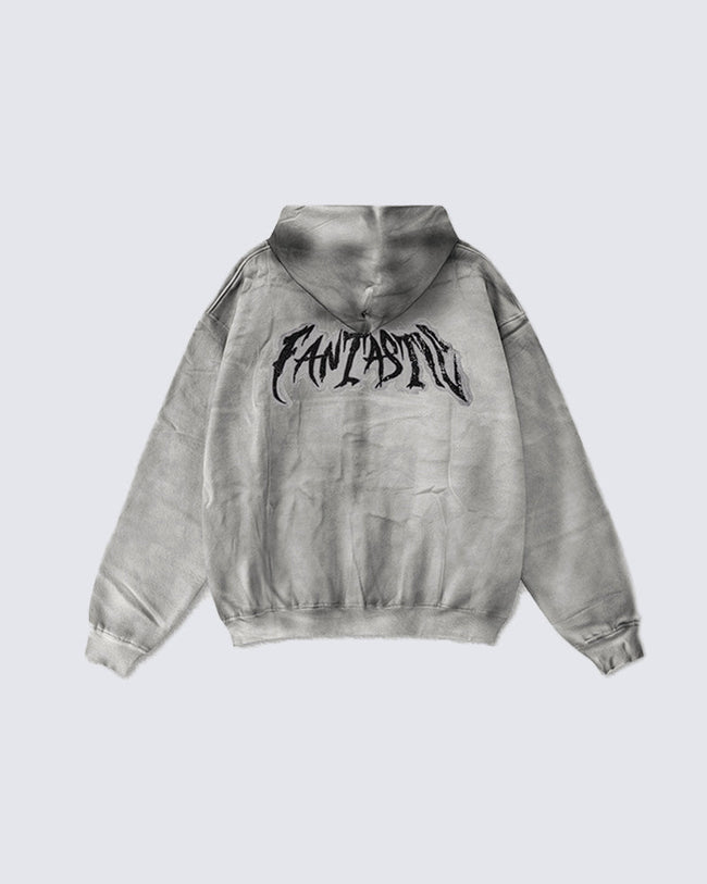 Washed Distressed Dirty Effect Pullover Hoodie Main Image