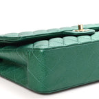 Metallic Caviar Quilted Medium Double Flap Green