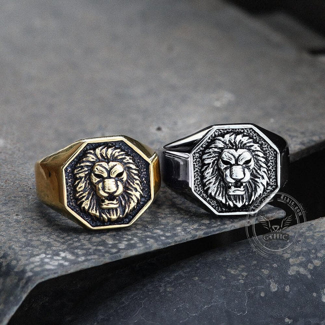 Fierce Lion Stainless Steel Ring Hover Image